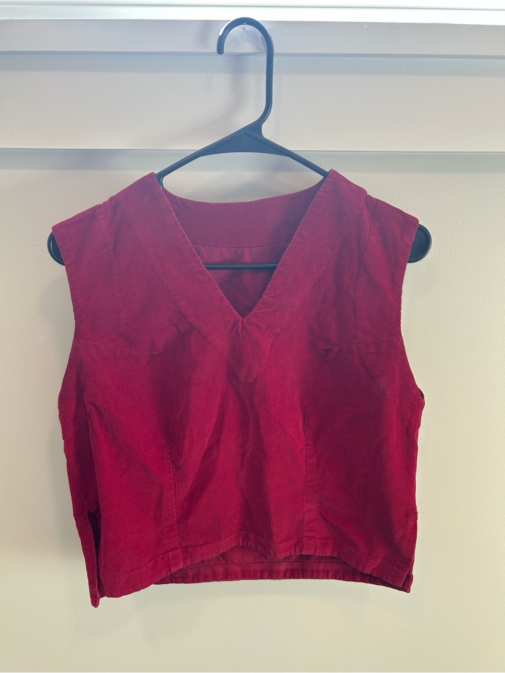 Red Sleeveless V-Neck Women's Top